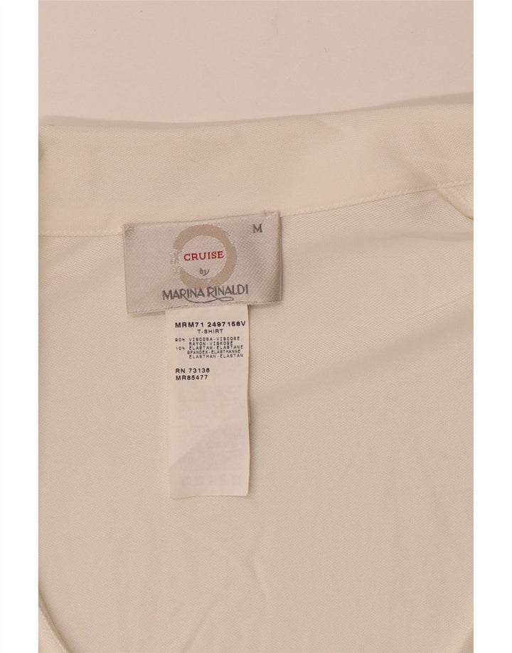 MARINA RINALDI Damska kopertowa bluzka z krótkim rękawem UK 14 Średnia biel