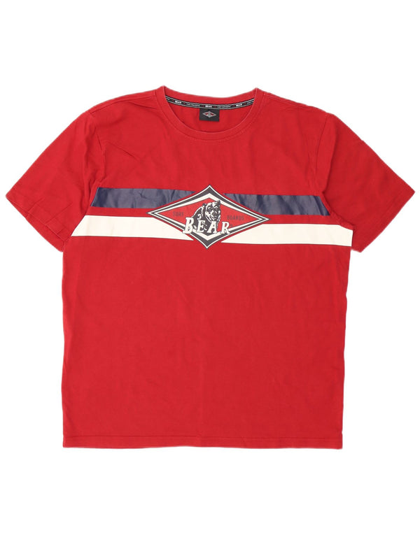 Męski T-shirt z grafiką Bear, XL, czerwony, bawełniany