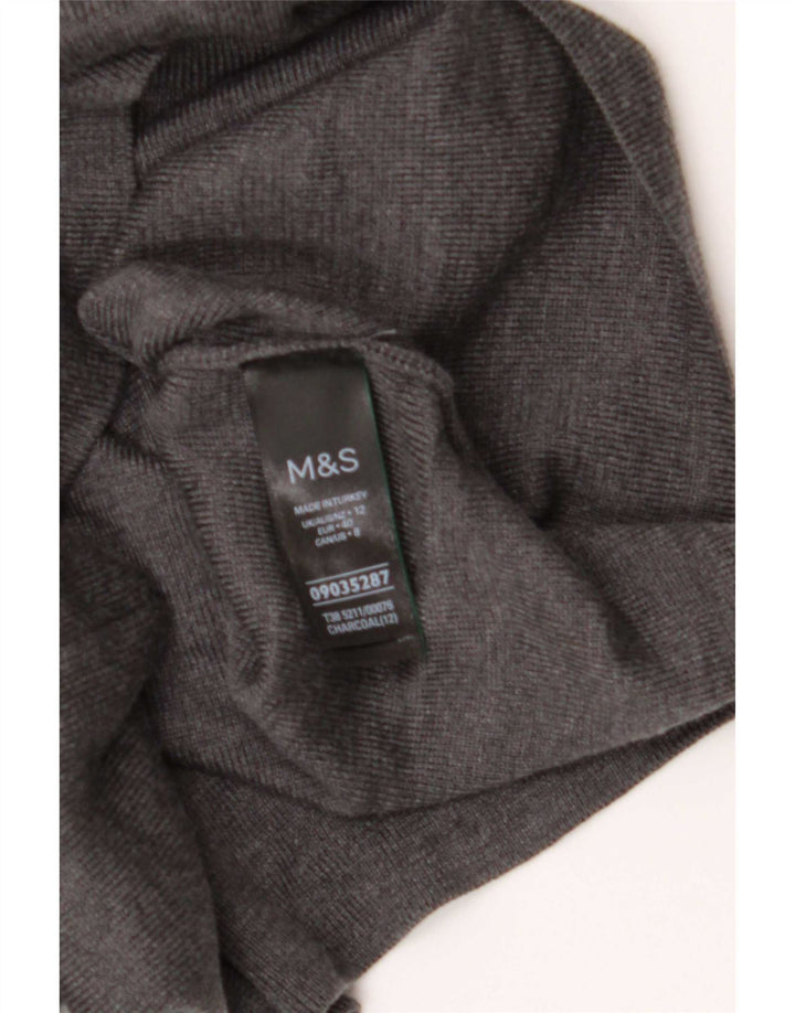 Marks & Spencer Damski sweter z golfem UK 12 Średni szary wiskoza