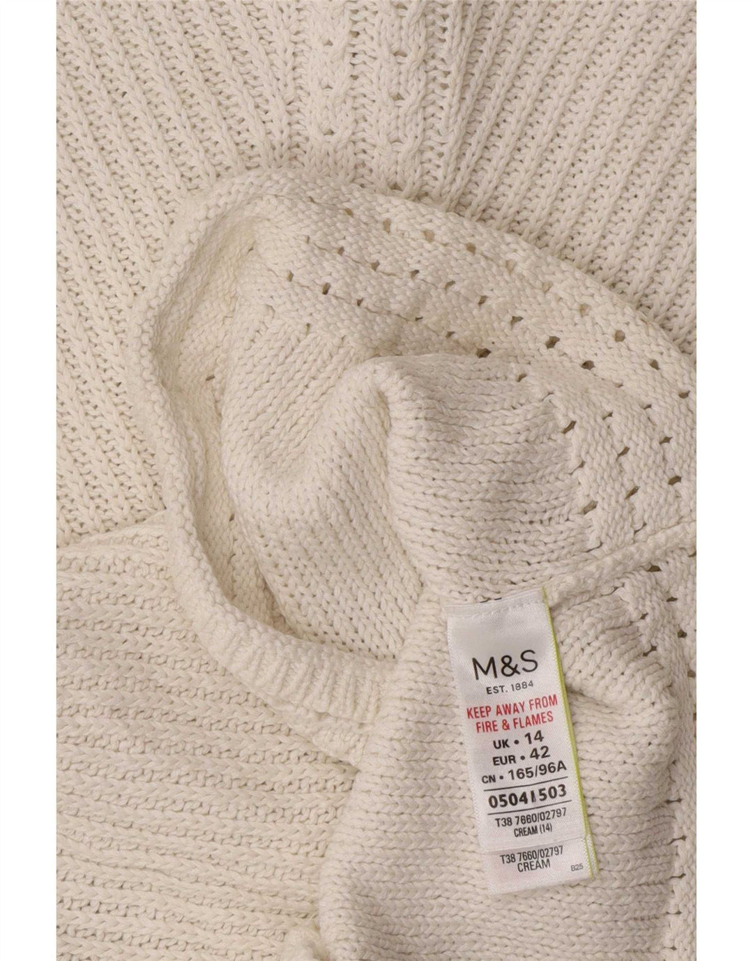 Marks & Spencer Damski sweter z dekoltem w łódkę, UK 14, średni złamanej bieli