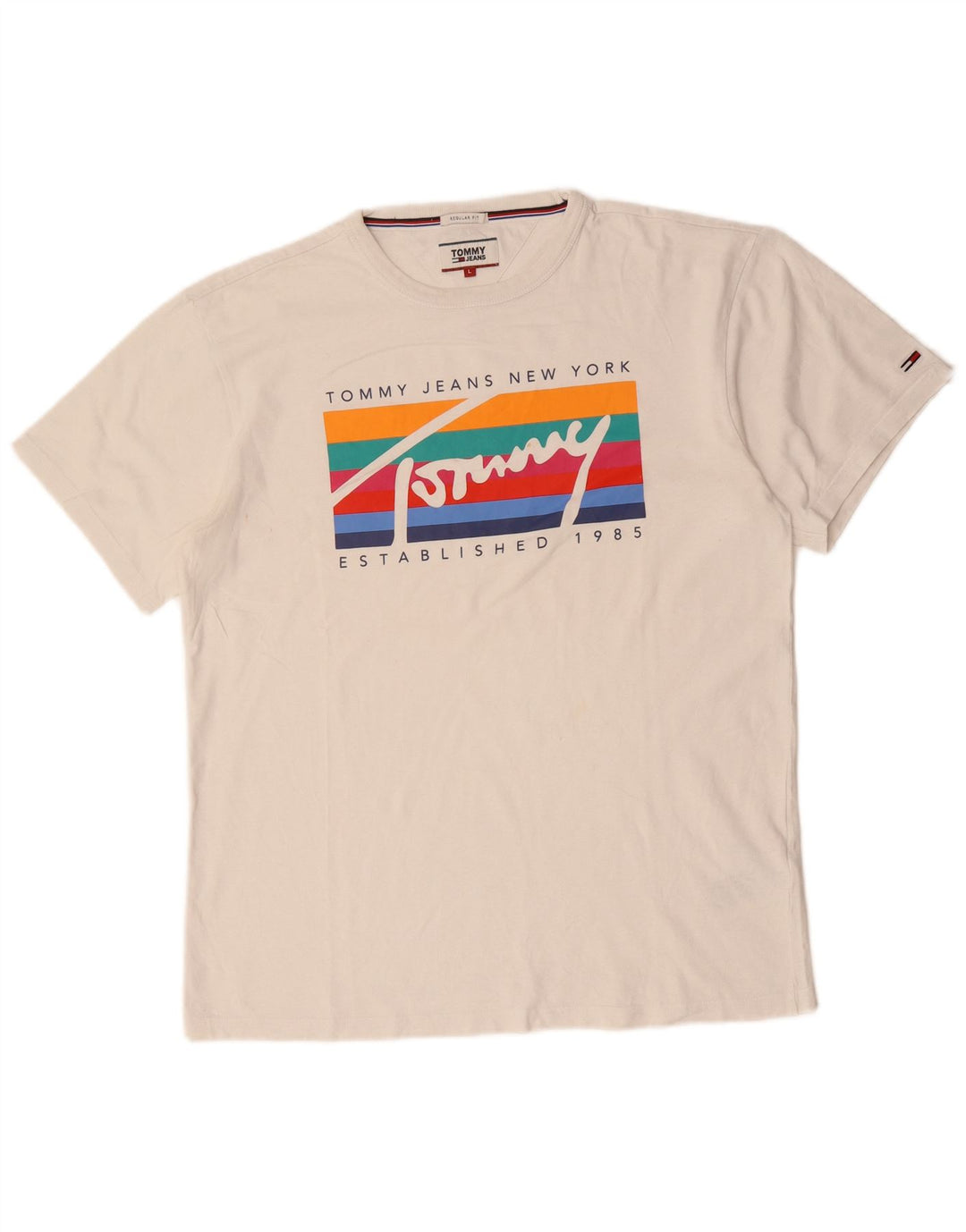 Męski T-shirt z grafiką o regularnym kroju Tommy Hilfiger, duży, biały, bawełniany