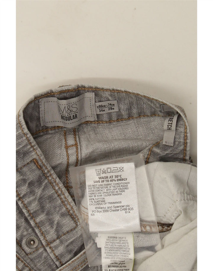 MARKS & SPENCER Męskie proste dżinsy o regularnym kroju W34 L29 Szara bawełna