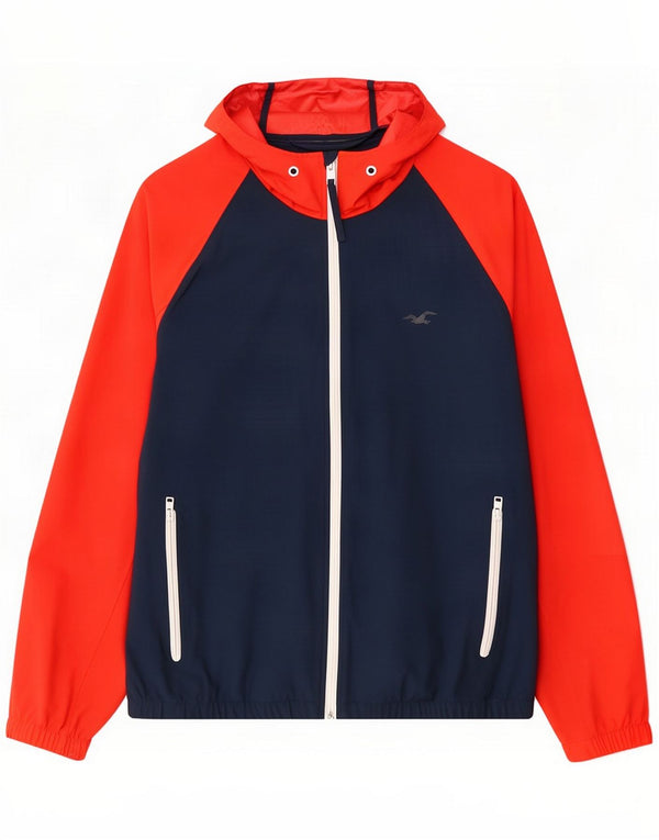 Hollister Mens Hooded Tracksuit Top Jacket Large Multicoloured Colourblock