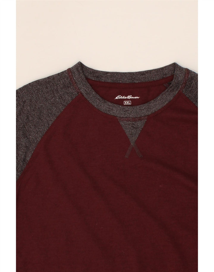 Top męski EDDIE BAUER z długim rękawem, 2XL, bordowa, bawełniana w bloki kolorów