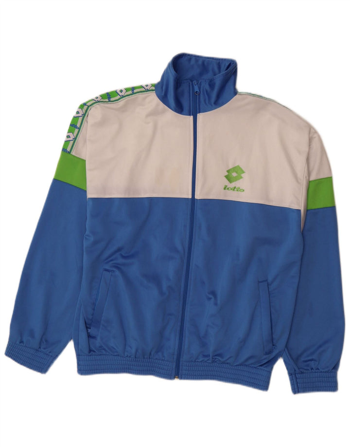 Męska kurtka dresowa LOTTO z grafiką, duża, niebieska, z blokami kolorów