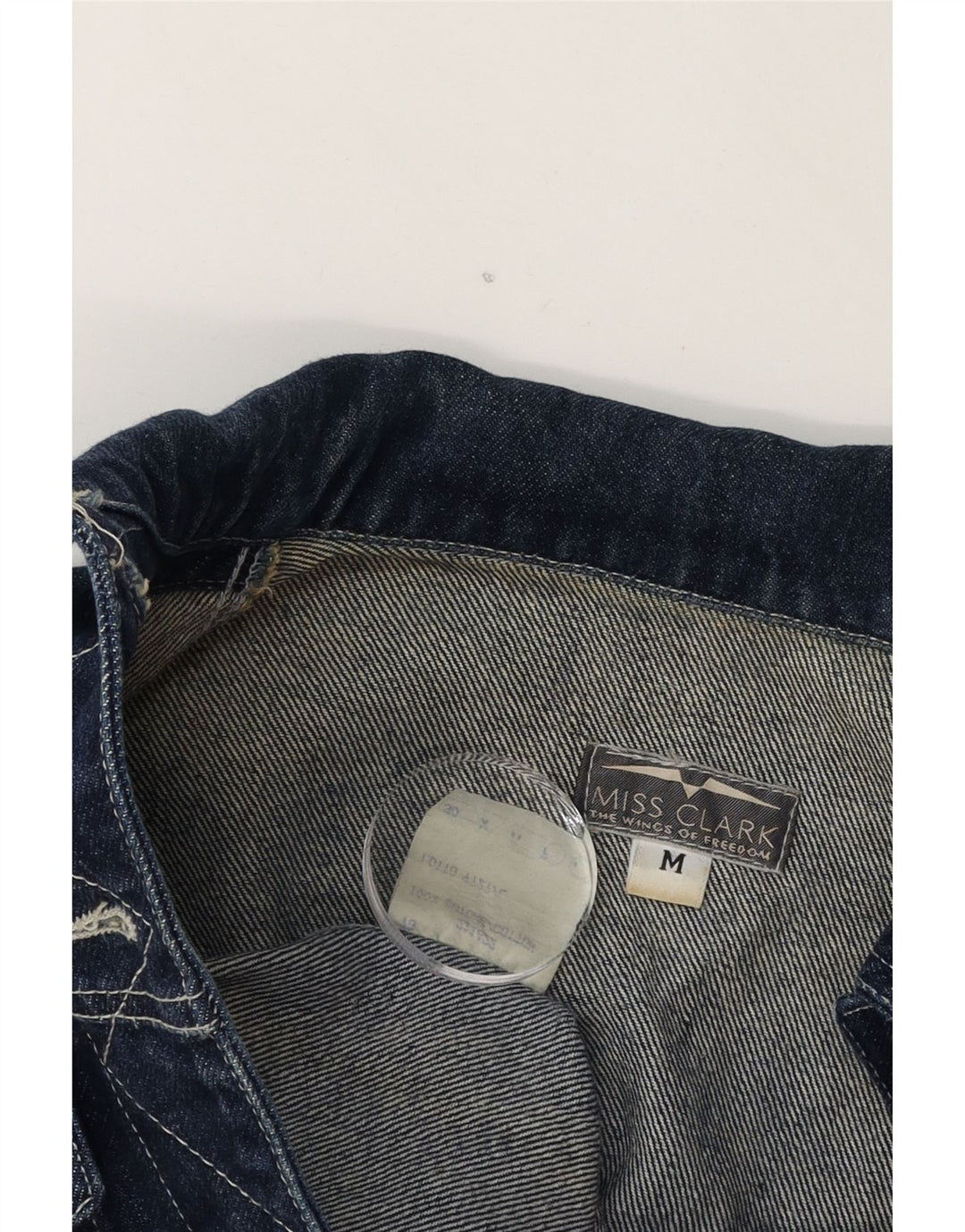 CLARK Womens Crop Denim Jacket UK 14 Medium Navy Blue Cotton Vintage CLARK and Second-Hand CLARK from Messina Hembry 