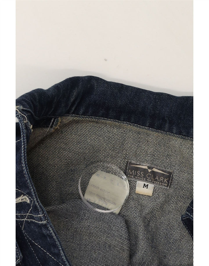 CLARK Womens Crop Denim Jacket UK 14 Medium Navy Blue Cotton Vintage CLARK and Second-Hand CLARK from Messina Hembry 
