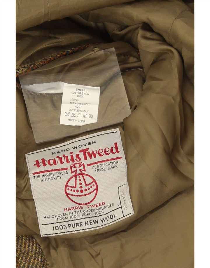 Męska marynarka zapinana na 2 guziki Harris Tweed UK 40, duża, zielona jodełka