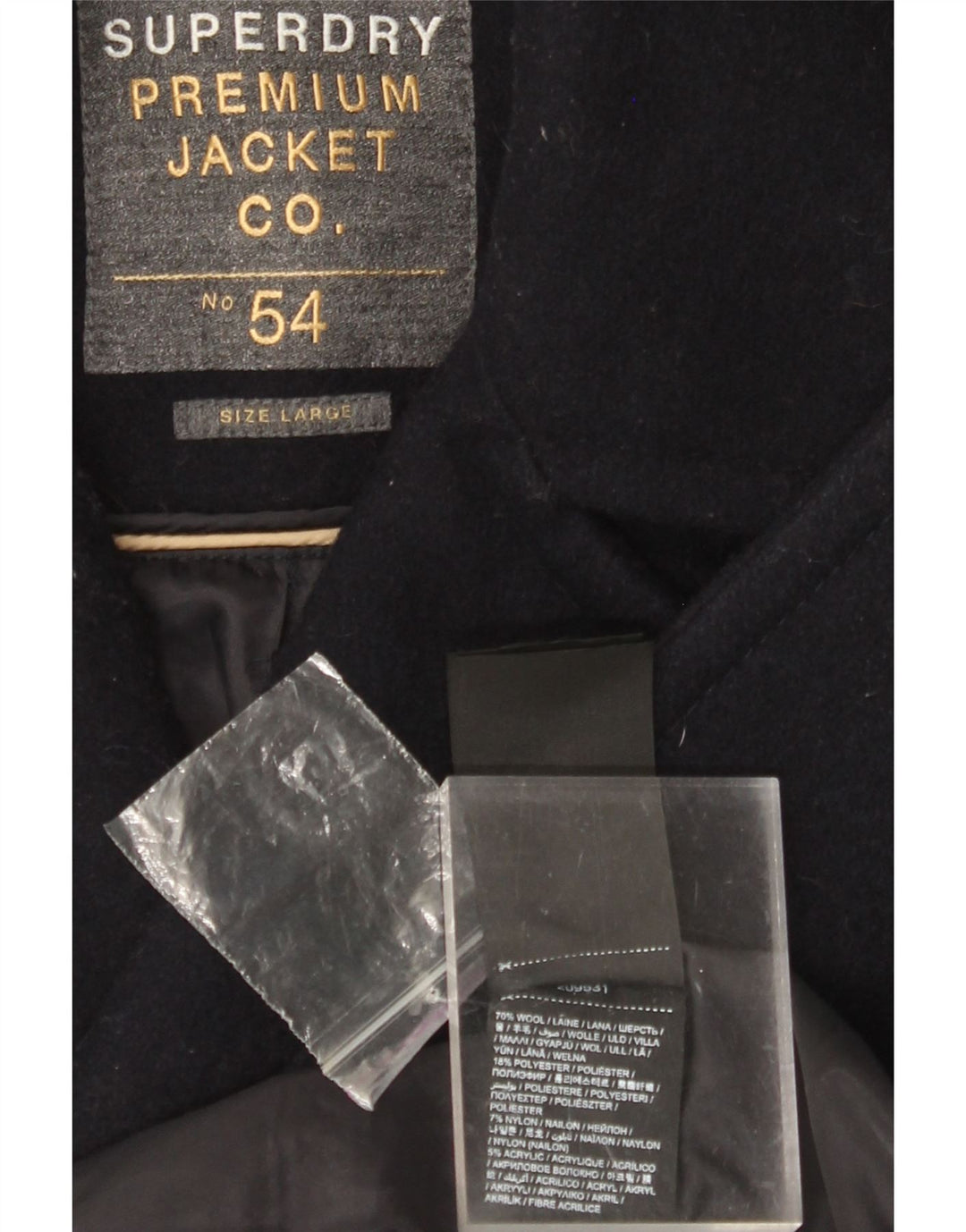 Płaszcz męski Superdry Pea Coat UK 40, duży, granatowy, wełniany