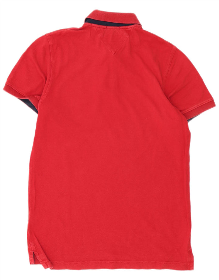 Męska koszulka polo Tommy Hilfiger z grafiką, mała, czerwona, bawełniana