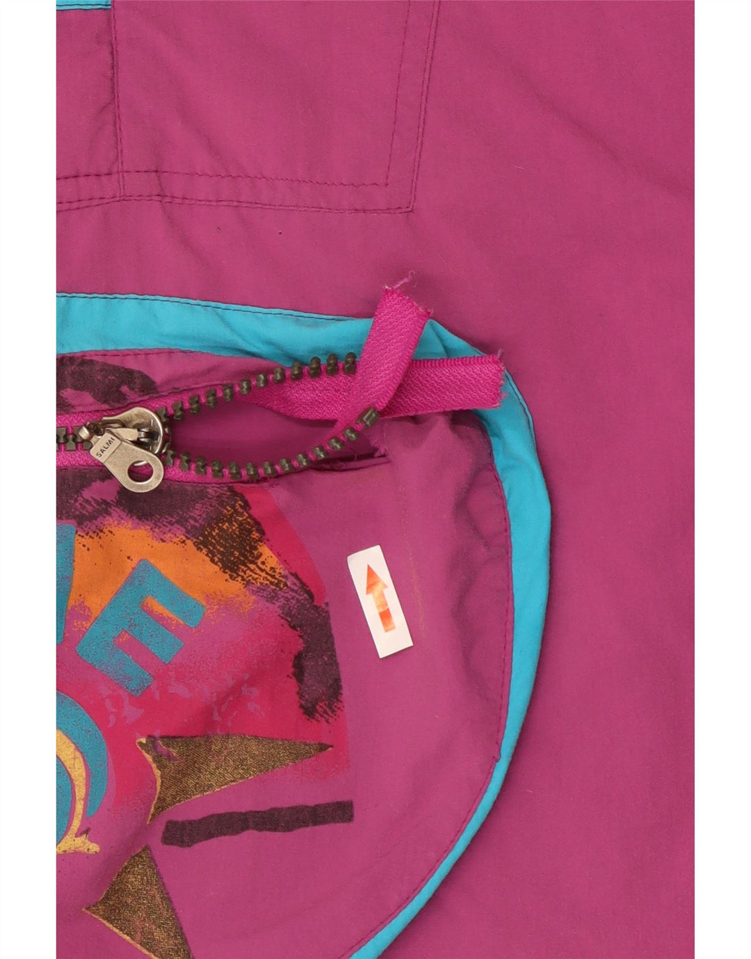 Męska kurtka narciarska Vintage Graphic Pullover UK 44 2XL Fioletowy blok kolorów