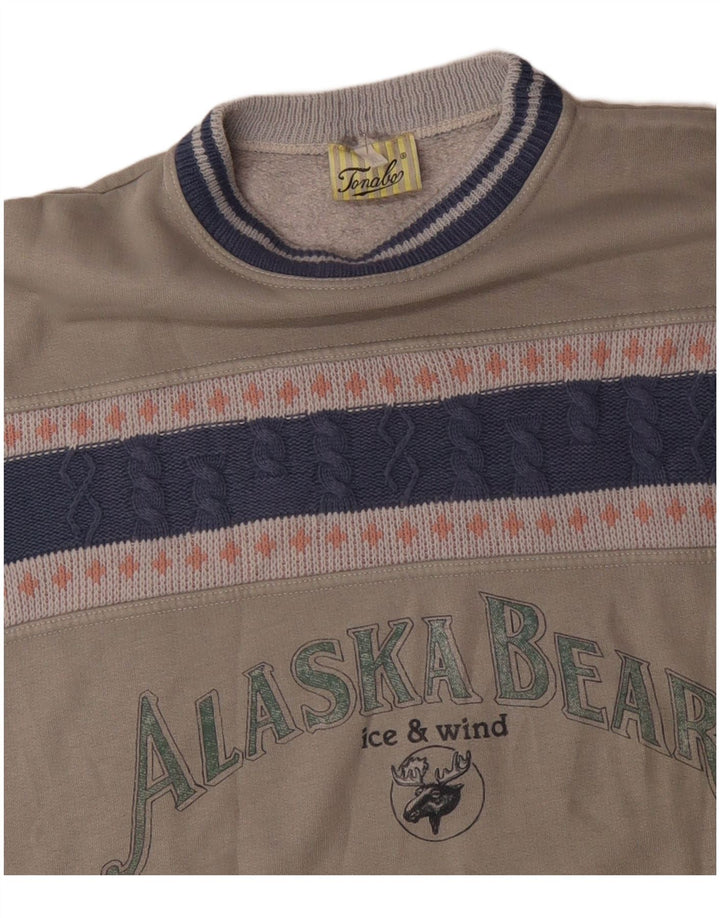 Męska bluza z grafiką w stylu vintage, sweter XL, szary, akrylowy blok kolorów