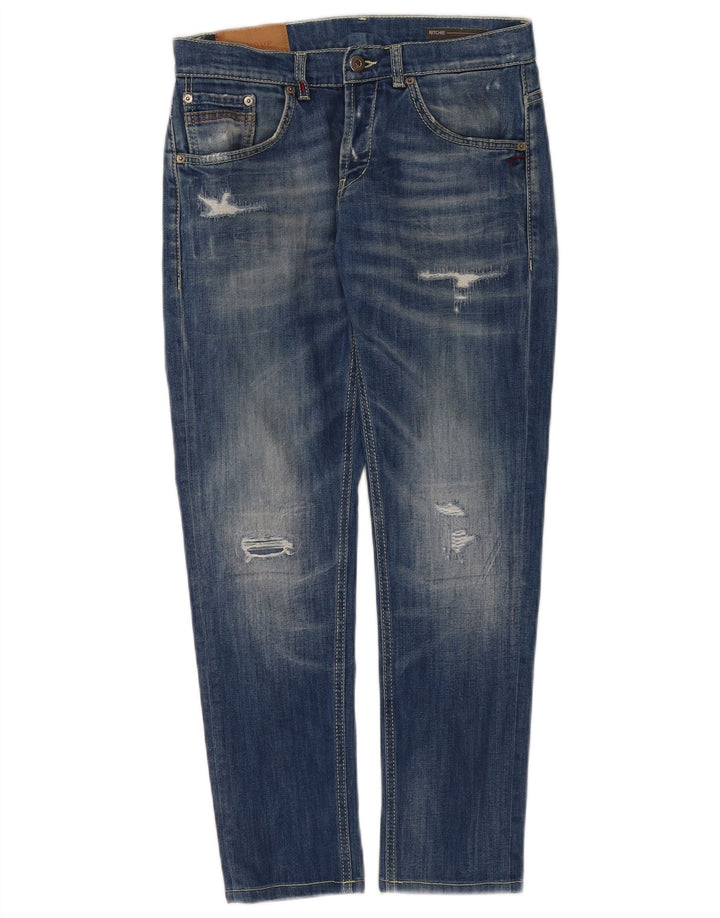 Dondup Damskie Ritchie Distressed Skinny Jeans W31 L28 Niebieskie bawełniane