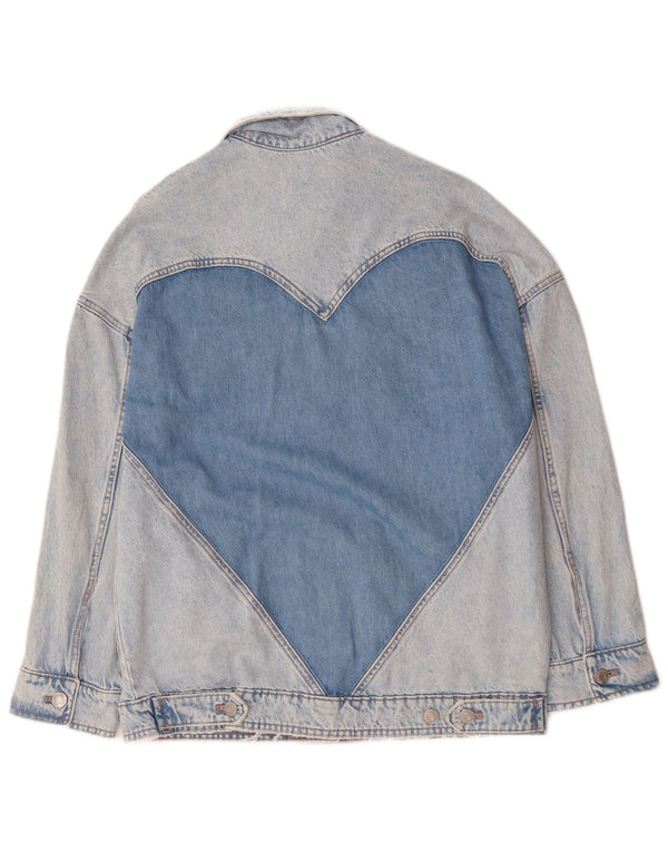 Damska kurtka jeansowa oversize Zara UK 10, mała, niebieska, bawełniana w bloki kolorów