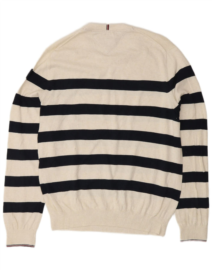Męski sweter z okrągłym dekoltem TOMMY HILFIGER, duże, w białe paski