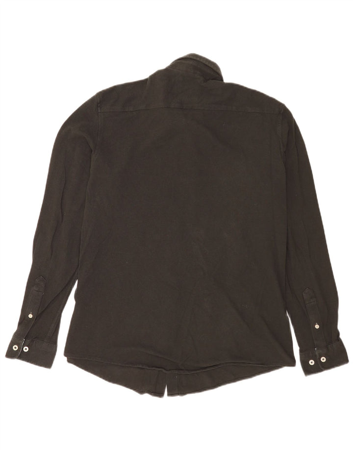 Crew Clothing Męska koszula slim fit, duża, czarna, bawełniana