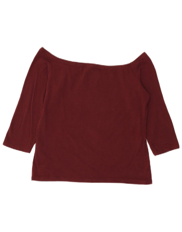 Damski top Superdry z odkrytymi ramionami, rękawem 3/4, rozmiar UK 18 XL, bordowa bawełna