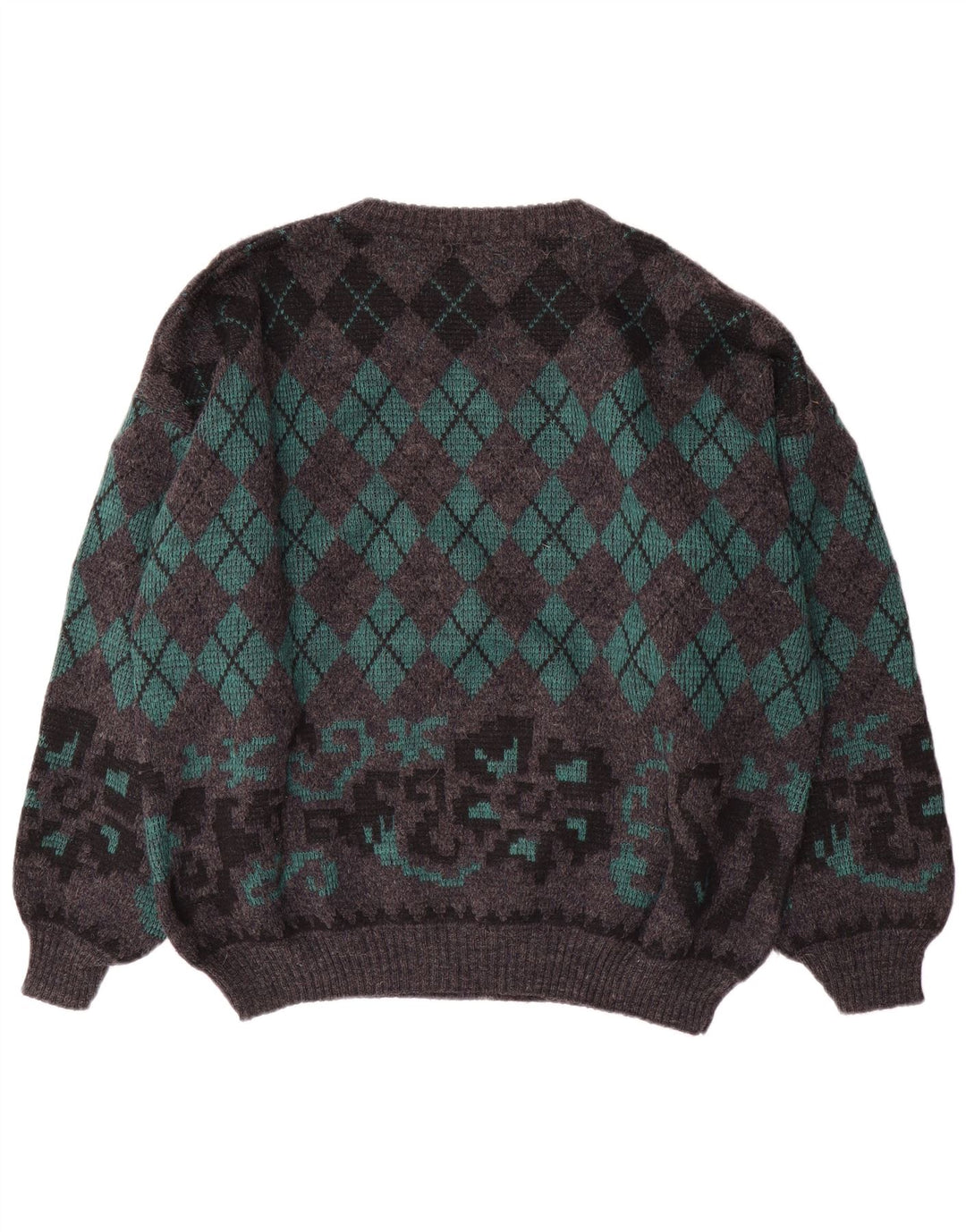 Męski sweter Gala z dekoltem w łódkę XL, szary Argyle/diamentowa wełna