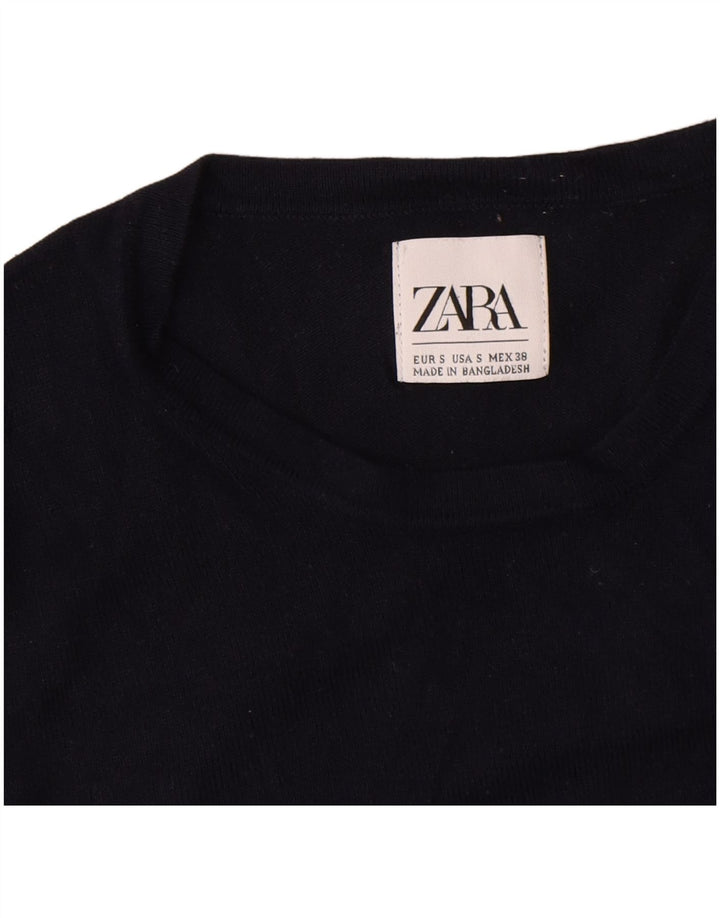 Męski sweter z okrągłym dekoltem Zara, mały, granatowy