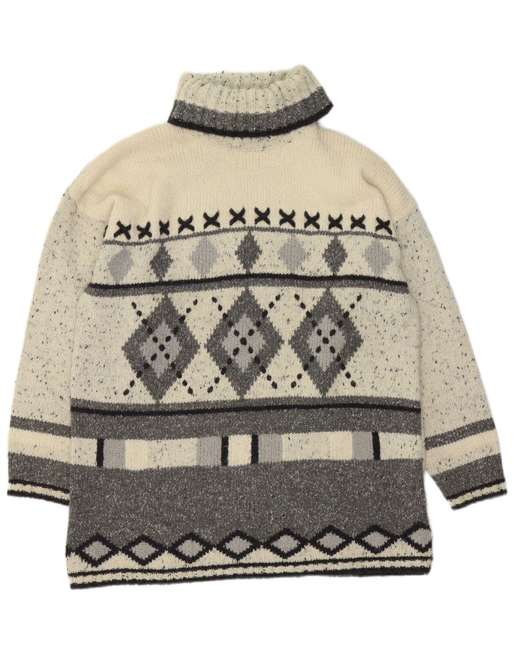 Canda Męski sweter z golfem, duży, szary Argyle/Diamentowy akryl