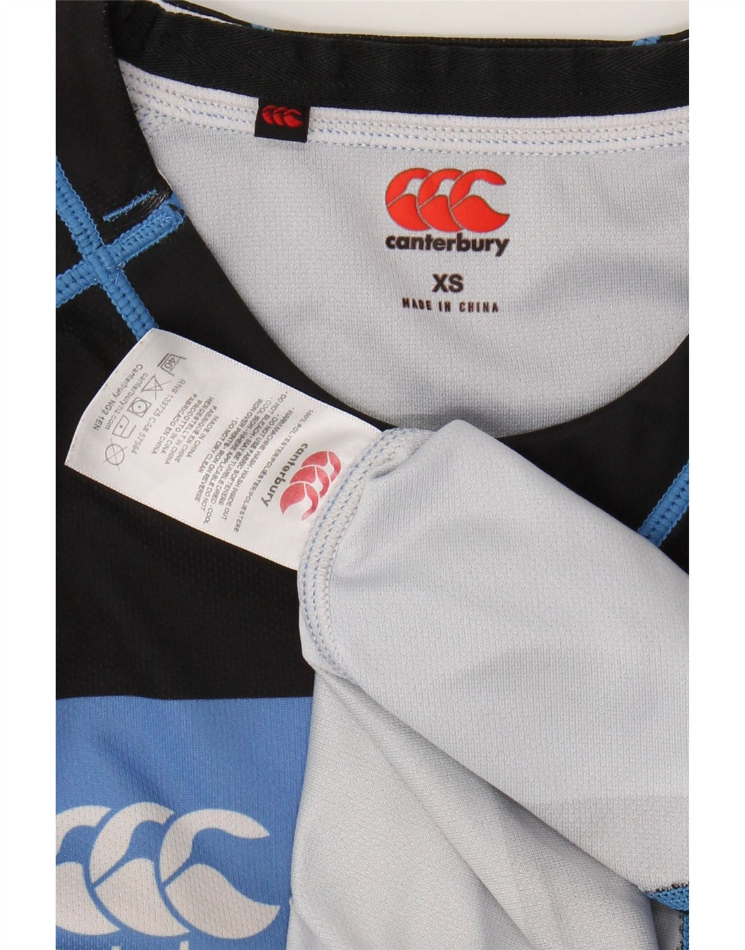 CANTERBURY Męski T-shirt Top XS z poliestru w niebieskie paski