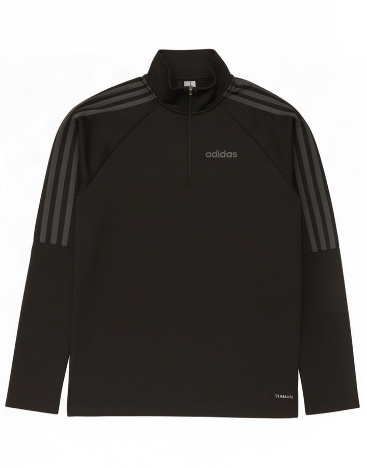 Adidas Męskie Climalite Zip Neck Sweter Dresowy Top Mały Czarny Poliester