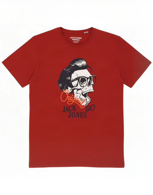 Męska koszulka graficzna Jack & Jones Top XL czerwona bawełniana