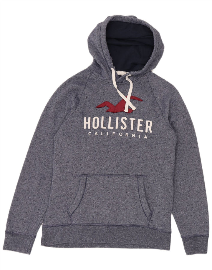 HOLLISTER Męski sweter z kapturem i grafiką XL, bawełniany w niebieskie plamki
