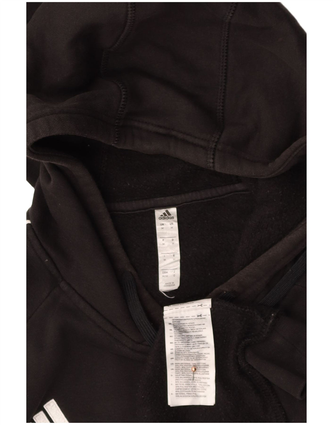 ADIDAS Mens Hoodie Jumper Medium Black Cotton