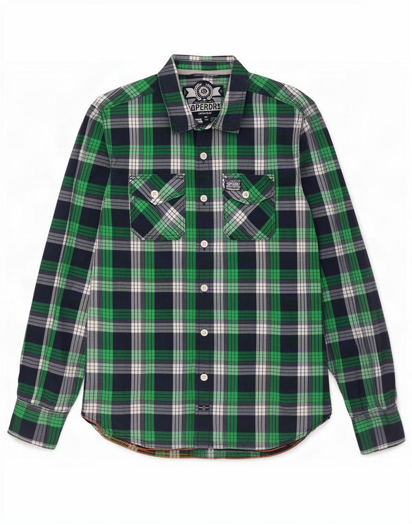 Męska koszula Superdry Slim Fit XL w zieloną kratę, bawełniana