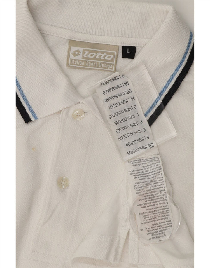 LOTTO Mens Polo Shirt Large White Cotton Vintage Lotto and Second-Hand Lotto from Messina Hembry 