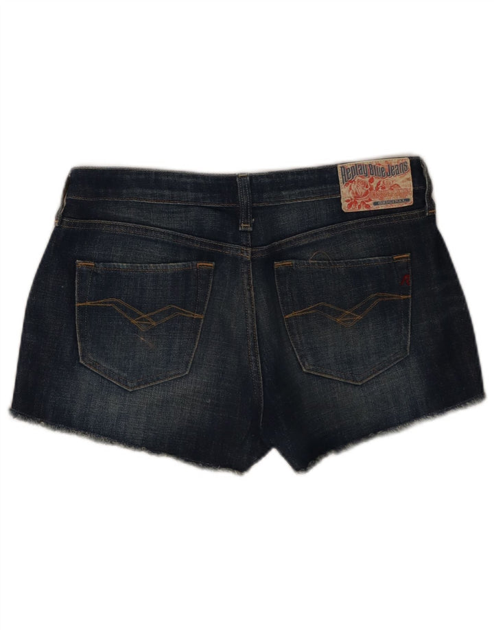 Damskie spodenki jeansowe Replay W28 Średnioniebieskie bawełniane