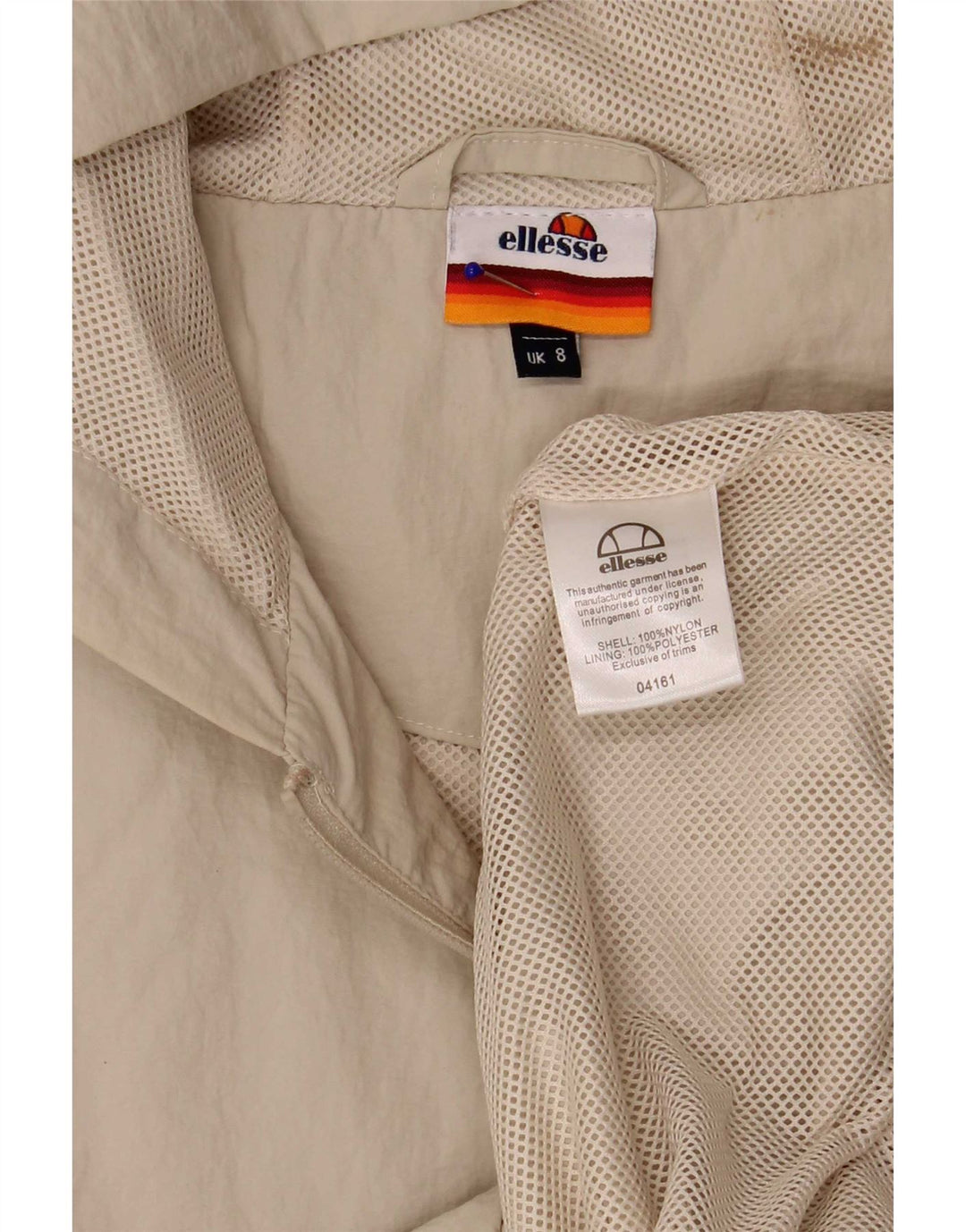 Damska kurtka przeciwdeszczowa Ellesse Oversize z kapturem UK 8 Small Beige Nylon