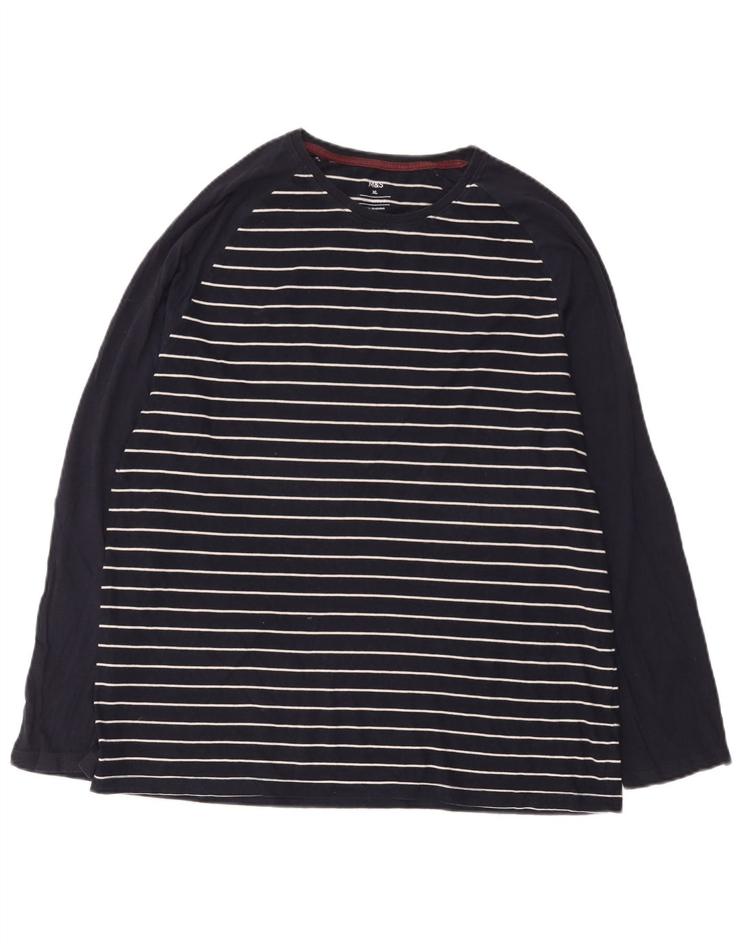 Marks & Spencer Męski top z długim rękawem XL, granatowy, bawełniany w paski