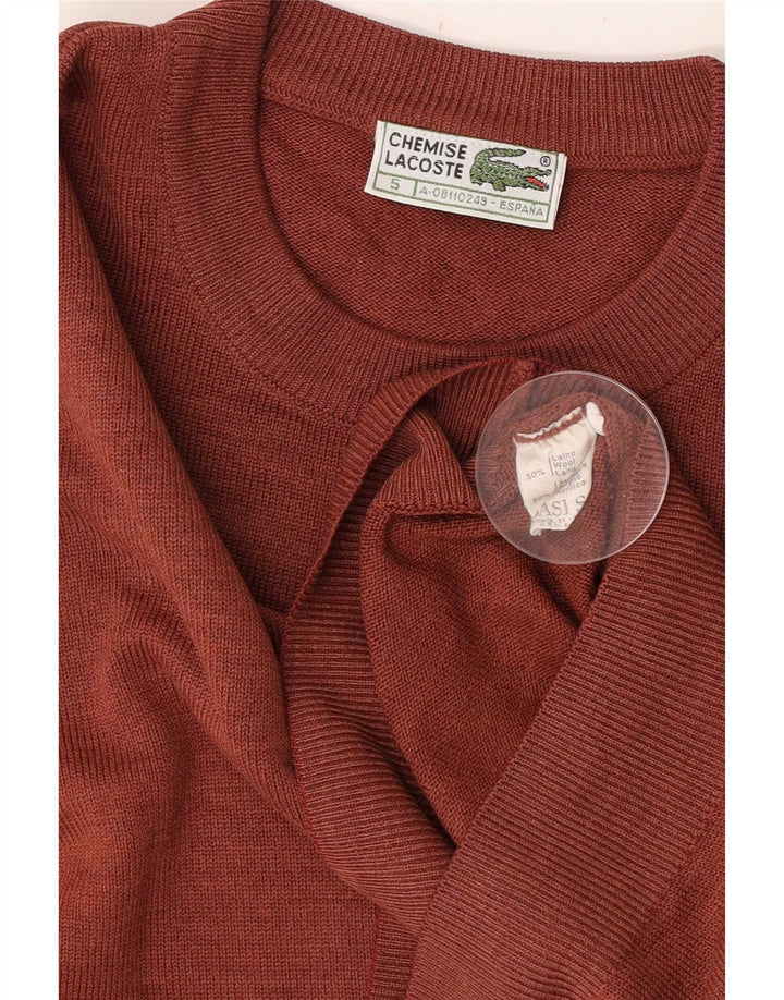 Lacoste Męski sweter z okrągłym dekoltem, rozmiar 5, duży, brązowy, wełniany