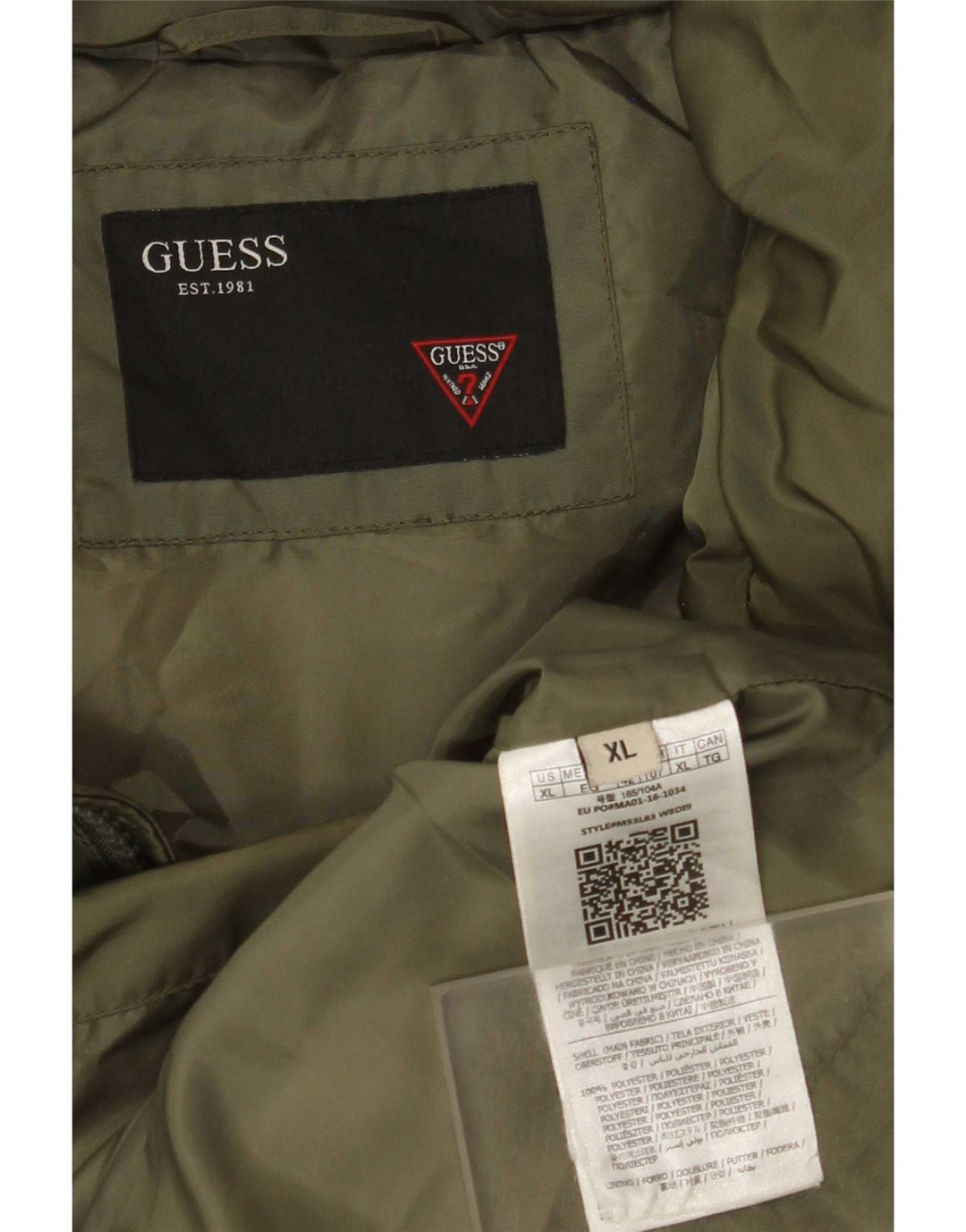 Męska ocieplana kurtka Guess UK 42 XL Zielony poliester