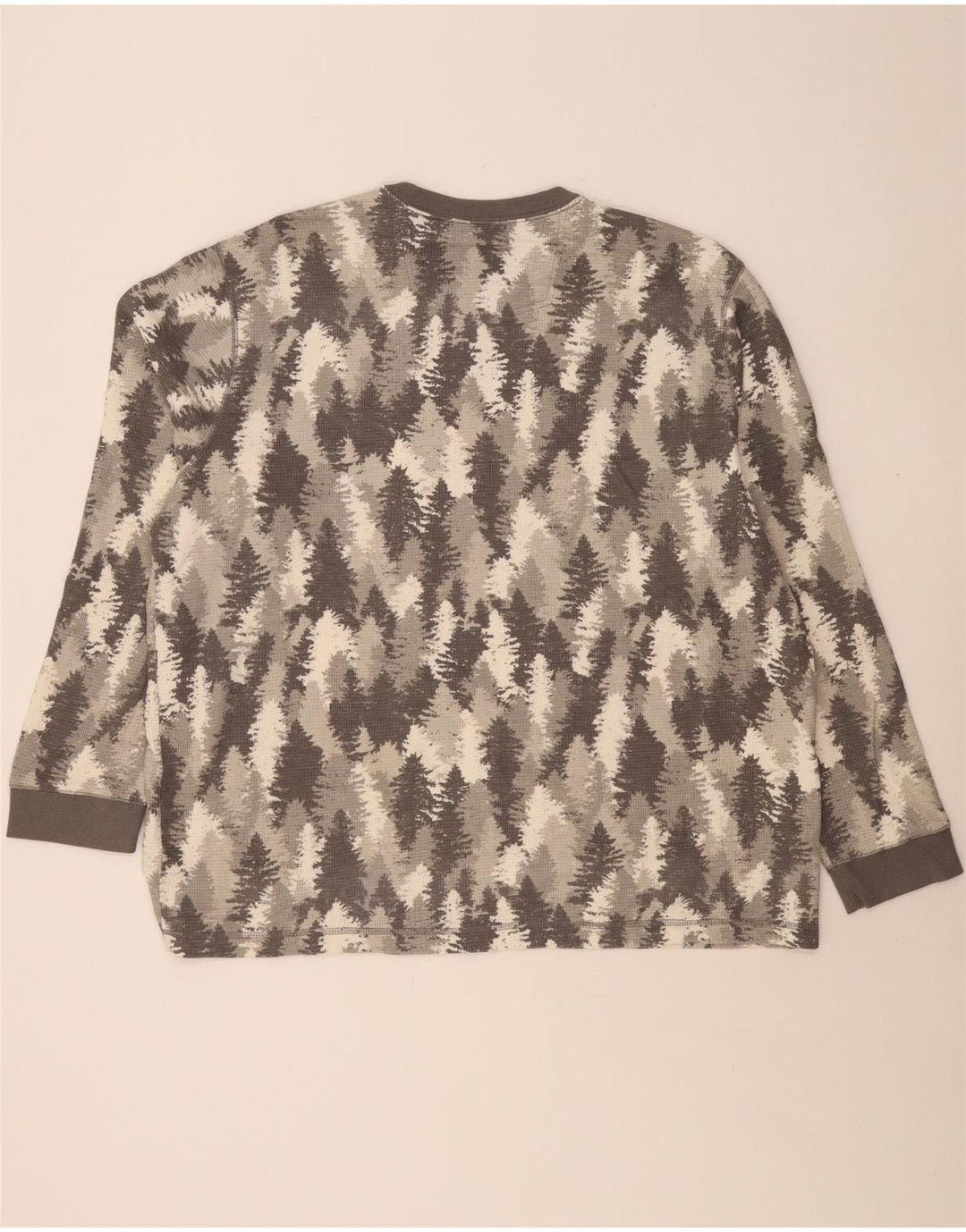 EDDIE BAUER Męski top w abstrakcyjny wzór z długim rękawem 2XL, szara bawełna