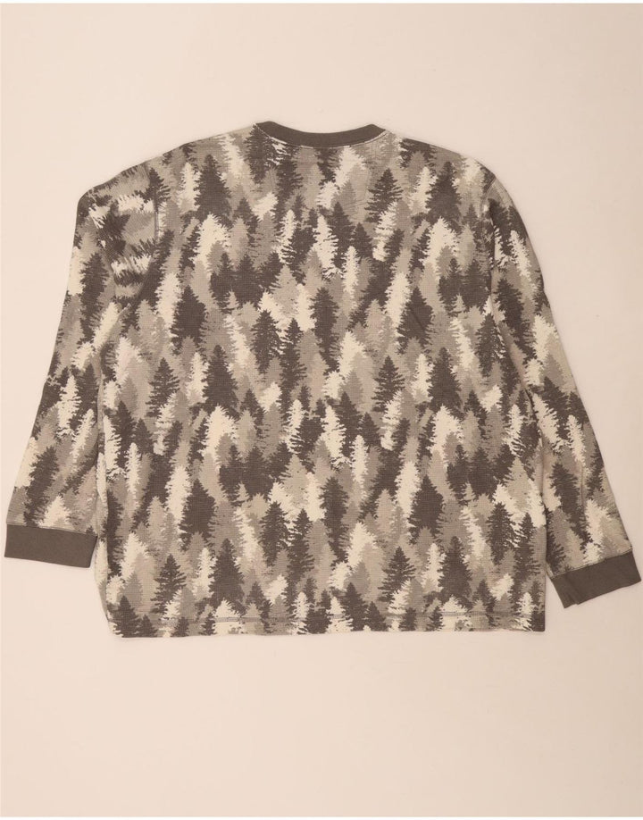 EDDIE BAUER Męski top w abstrakcyjny wzór z długim rękawem 2XL, szara bawełna