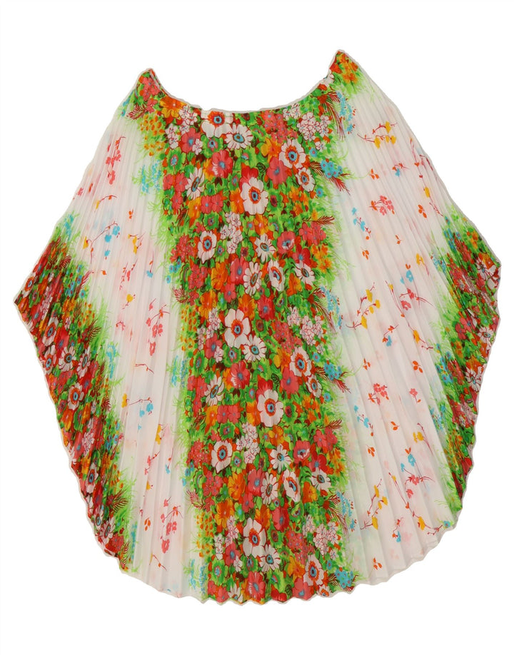 VINTAGE Womens Pleated Asymmetrical Skirt W30 Medium Multicoloured Floral Vintage Vintage and Second-Hand Vintage from Messina Hembry 