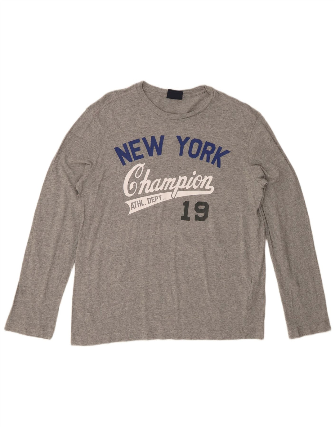 Męski top graficzny CHAMPION z długim rękawem, duży, szary, bawełniany