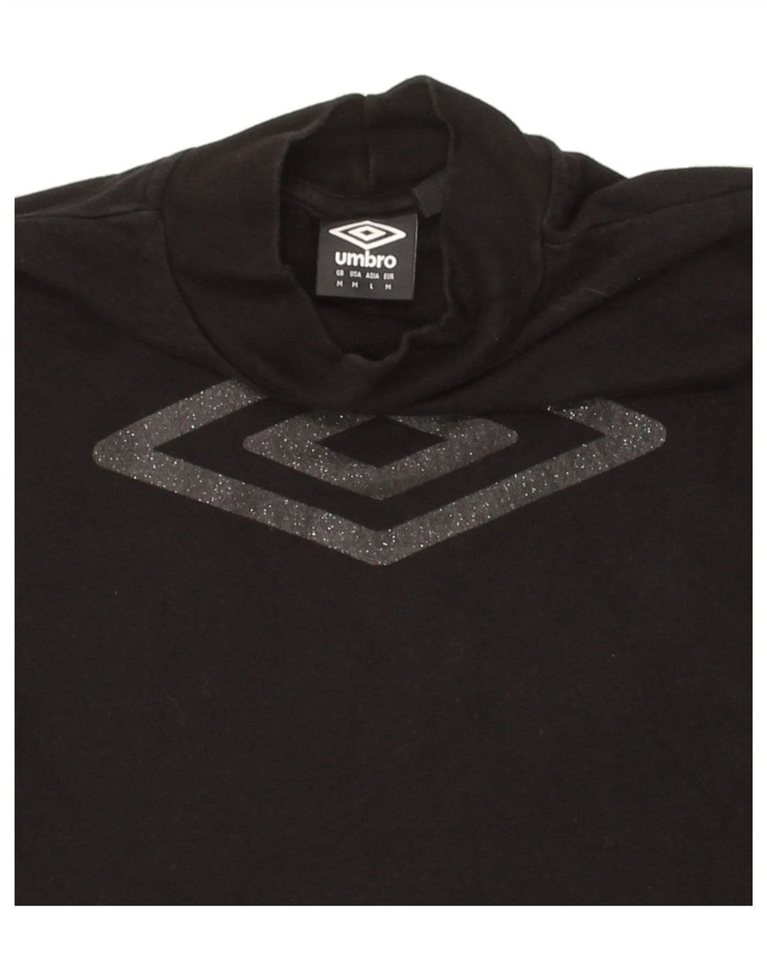 UMBRO Womens Graphic Sweatshirt Jumper UK 14 Medium Black Colourblock Vintage Umbro and Second-Hand Umbro from Messina Hembry 