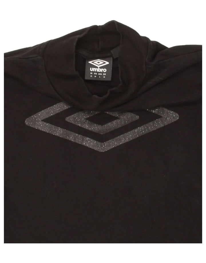 UMBRO Womens Graphic Sweatshirt Jumper UK 14 Medium Black Colourblock Vintage Umbro and Second-Hand Umbro from Messina Hembry 