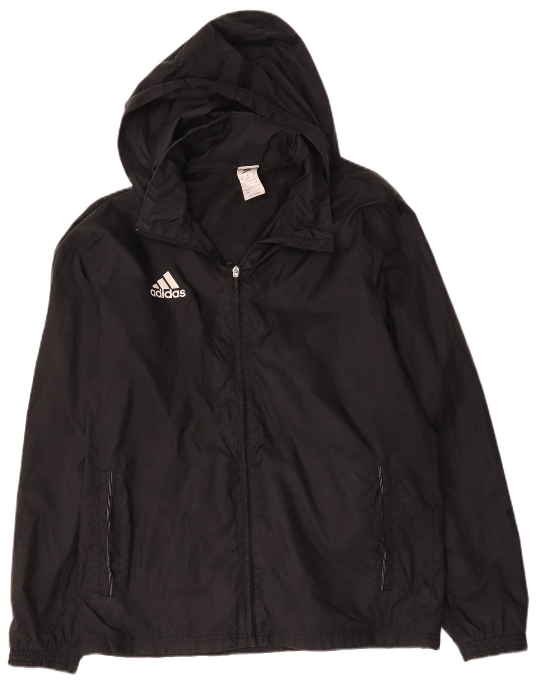 Męska kurtka przeciwdeszczowa Adidas z kapturem UK 38 Średni czarny poliamid