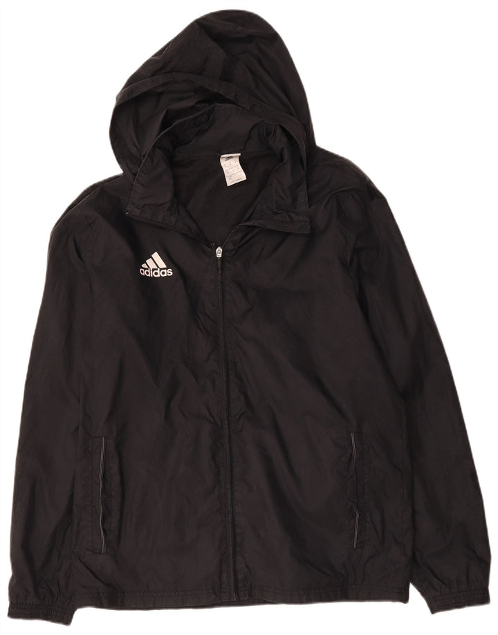 Męska kurtka przeciwdeszczowa Adidas z kapturem UK 38 Średni czarny poliamid