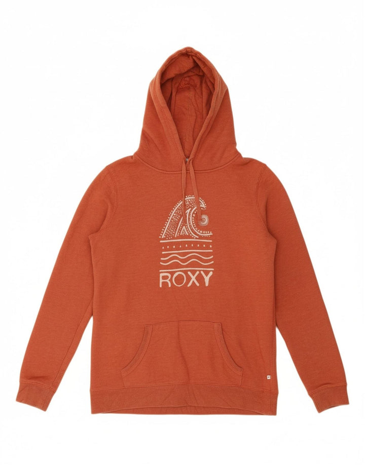 ROXY Mens Graphic Hoodie Jumper Medium Orange Vintage Roxy and Second-Hand Roxy from Messina Hembry 