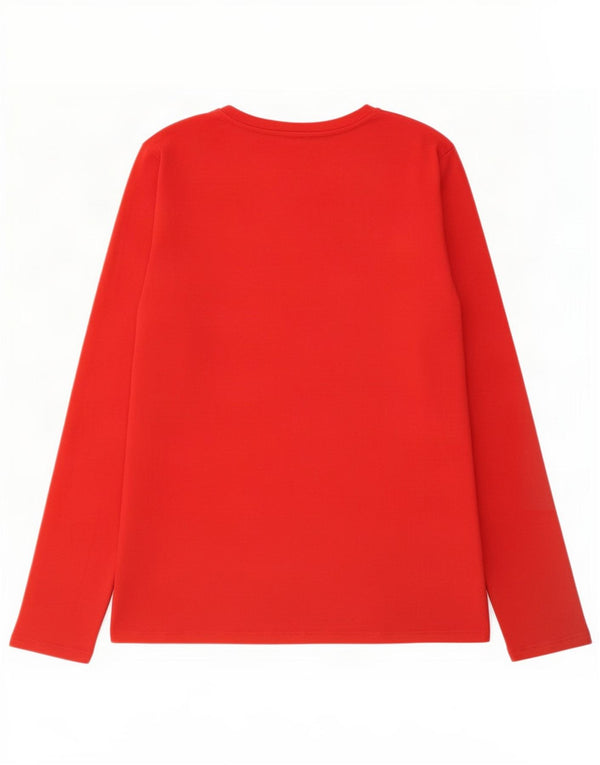 Top damski Benetton z długim rękawem UK 14, duży, czerwony, bawełniany