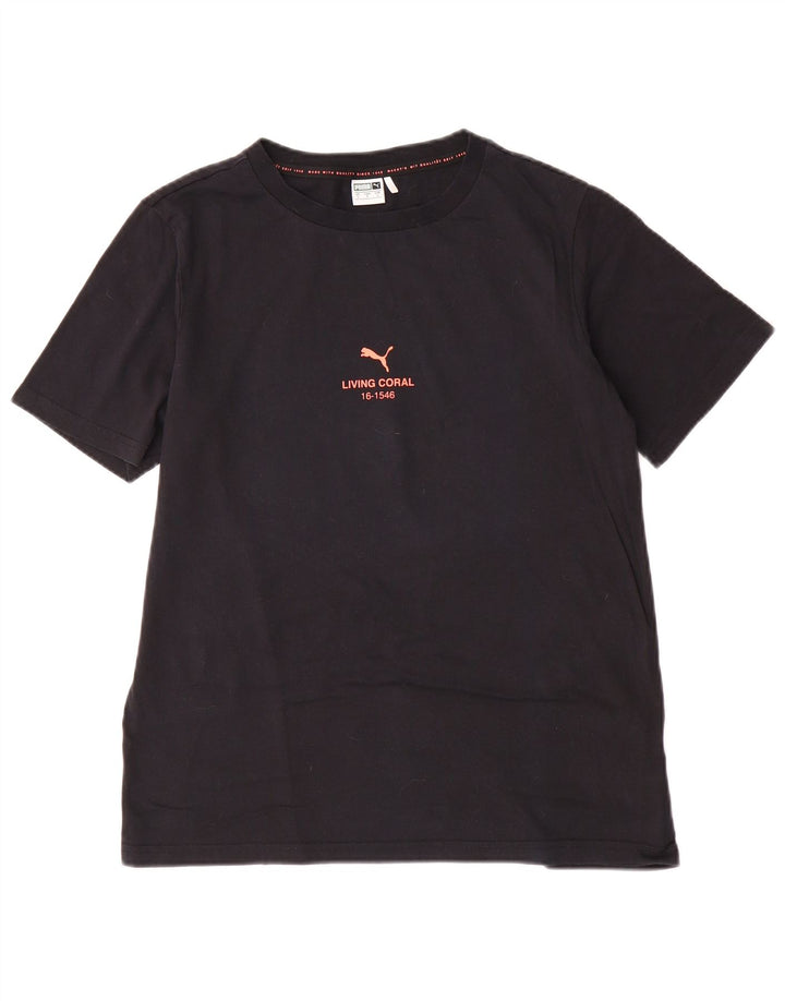 Męski T-shirt z grafiką Puma, mały, czarny, bawełniany