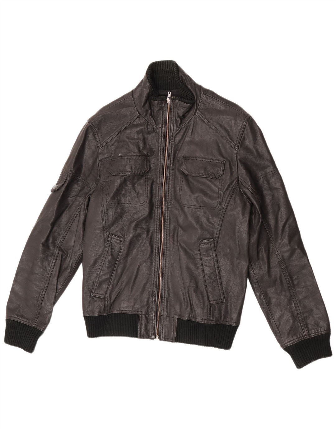 Męska kurtka skórzana Bomber Jack & Jones UK 40, duża czarna