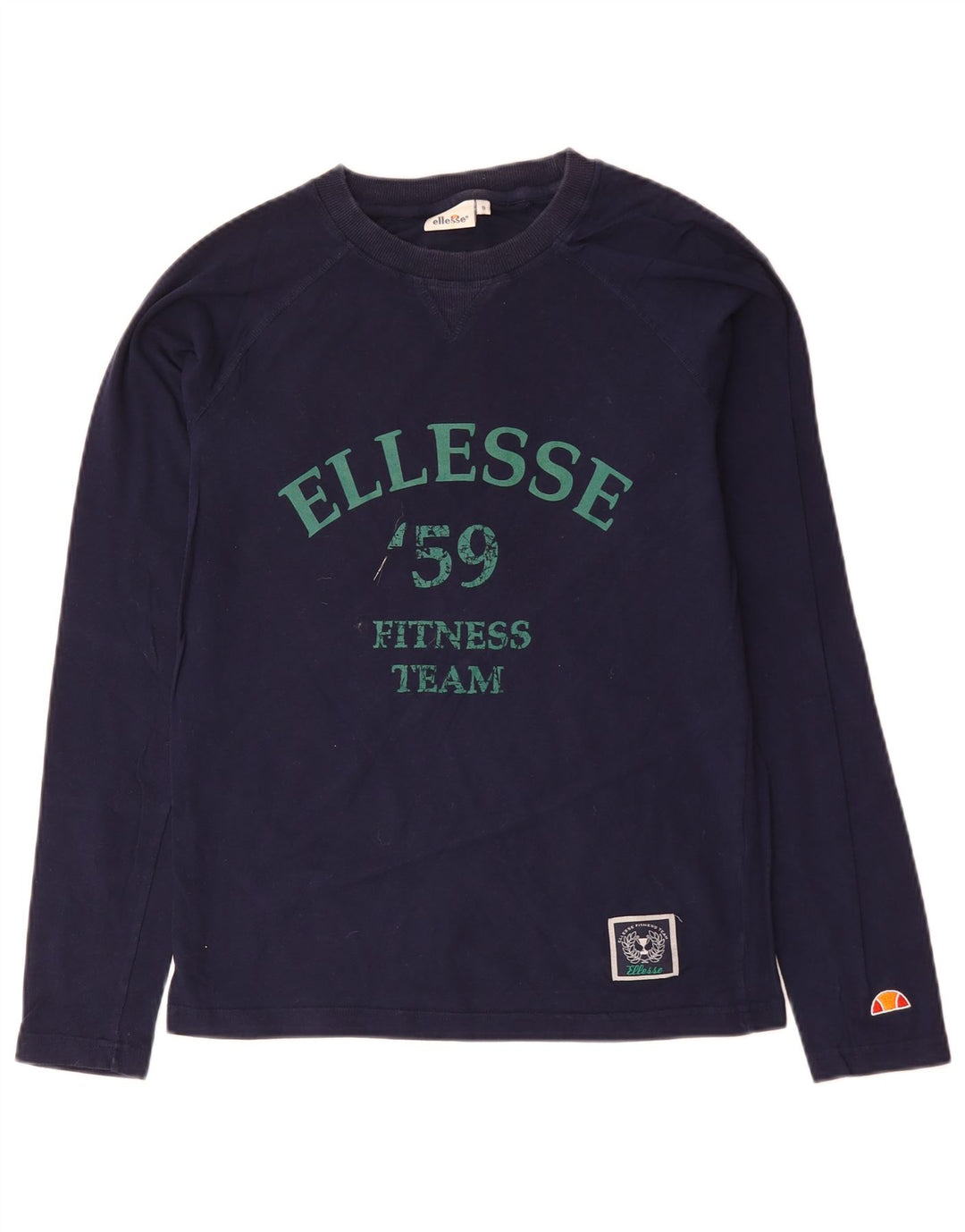 Męski top graficzny ELLESSE z długim rękawem, mały, granatowy, bawełniany