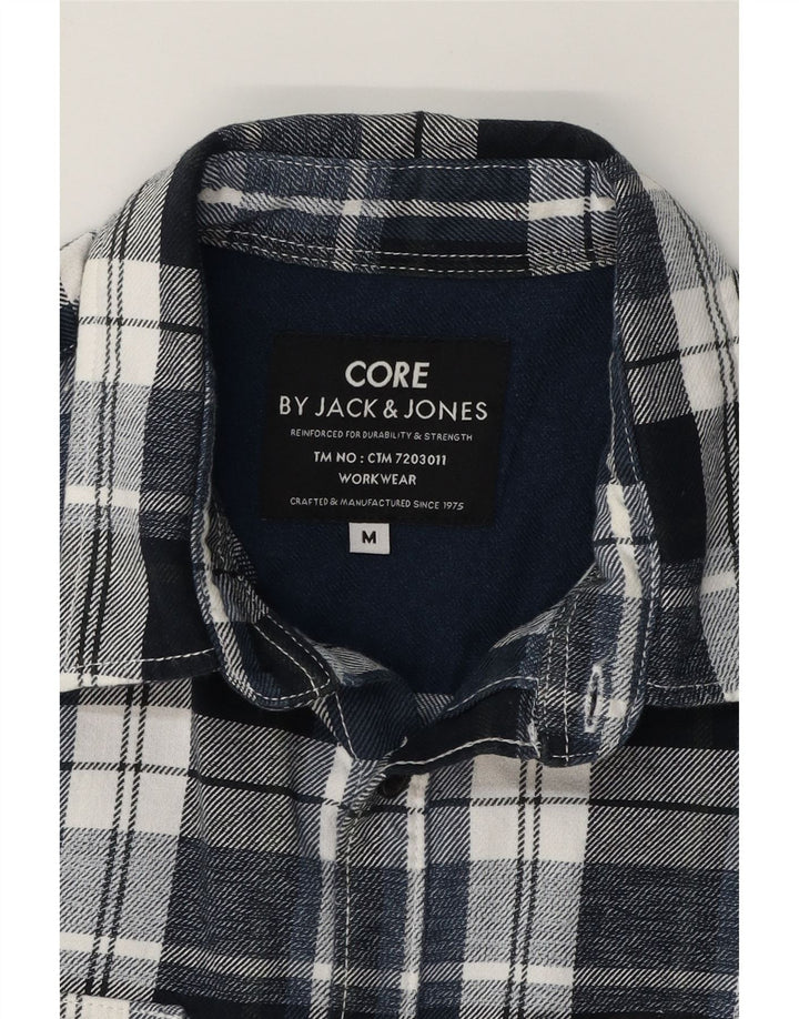 JACK & JONES Mens Core Flannel Shirt Medium Navy Blue Check Cotton Vintage Jack & Jones and Second-Hand Jack & Jones from Messina Hembry 